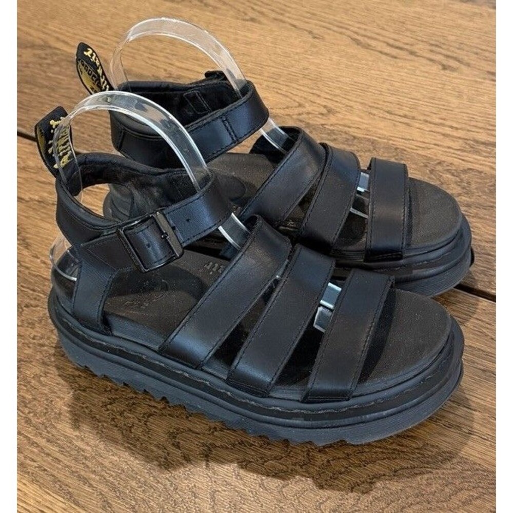 Dr. Martens Blaire Hydro Leather Gladiator Sandals Women’s Sz 6 Black Buckles